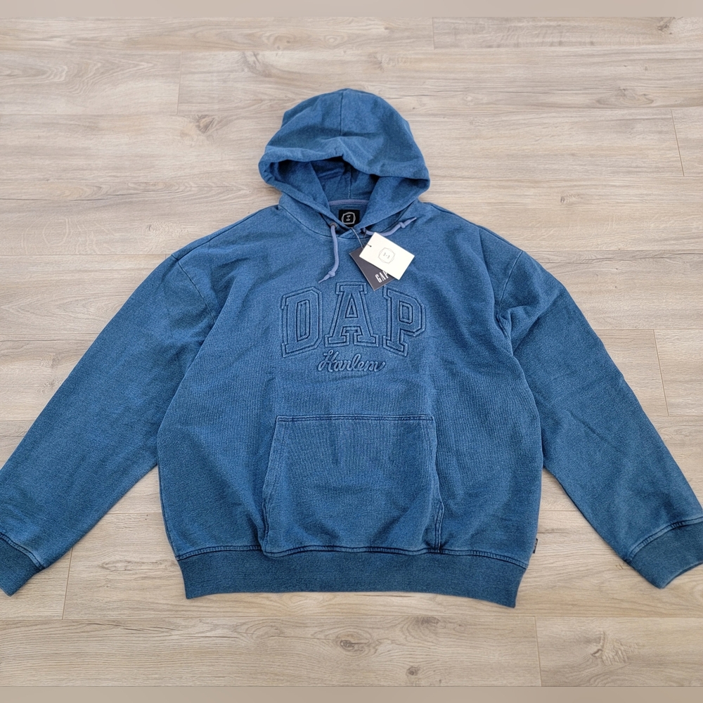 Gap x Dap Harlem Denim Logo Hoodie Light Indigo Blue sz XL - Picture 3 of 10
